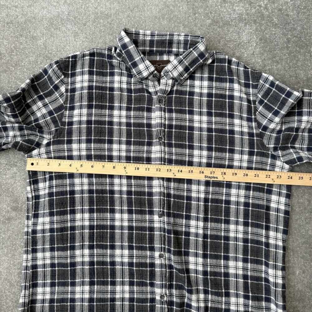 Black Brown 1826 Shirt Mens XL Blue Gray White Plaid Flannel Button Up Casual - Picture 5 of 7